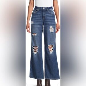 NWT- INDIGO REIN SKATER relaxed Organic Cotton HIGH RISE Distressed Jean